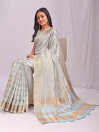 Shree Shyam Fashion Organza Sky Blue Saree - Distacart