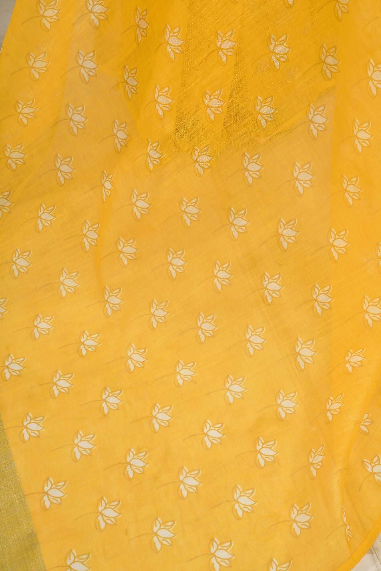 Vastranavya Yellow Digital Printed Linen Ready To Wear Designer Saree with Unstitched Blouse - Distacart