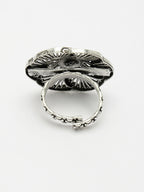 NVR Women's Silver-Toned Floral Shape Adjustable Finger Ring