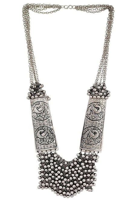 Mominos Fashion Joharkamal Oxidised Ghungroo Design Long Statement Necklace For Women & Girls