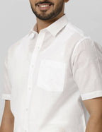Ramraj Cotton Mens Half Sleeve Formal Poly Cotton White Shirt