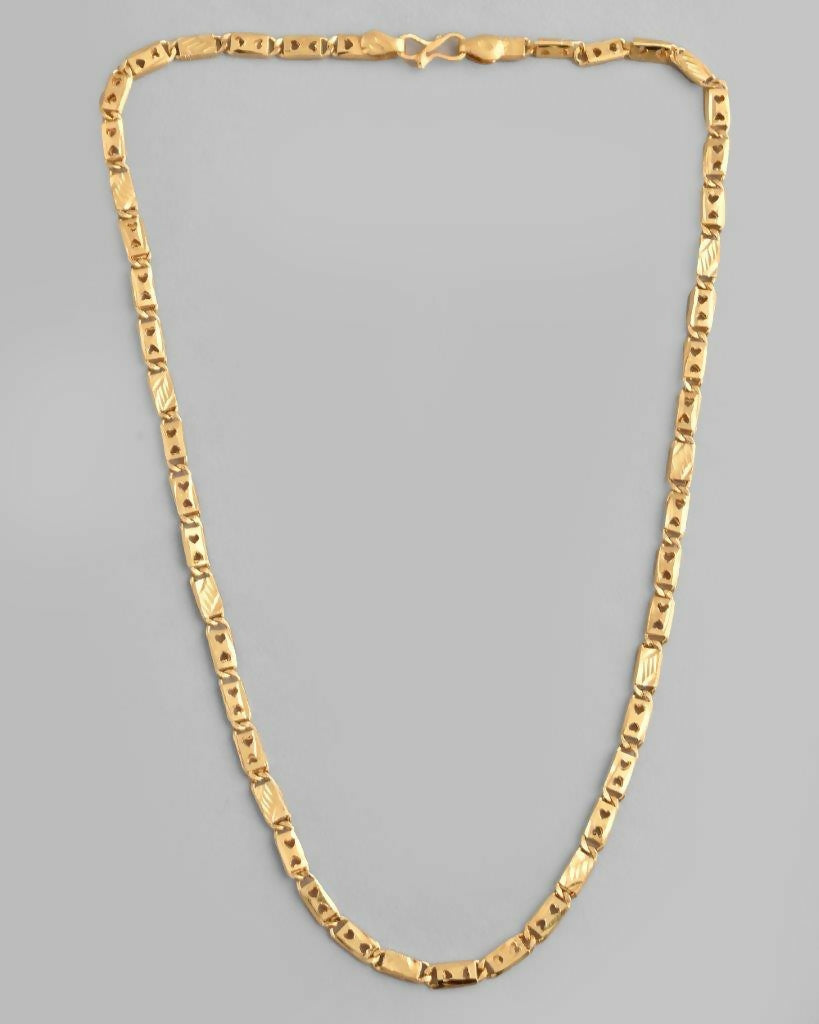 VOJ Gold-Polished Biscuit Chain With Hearts