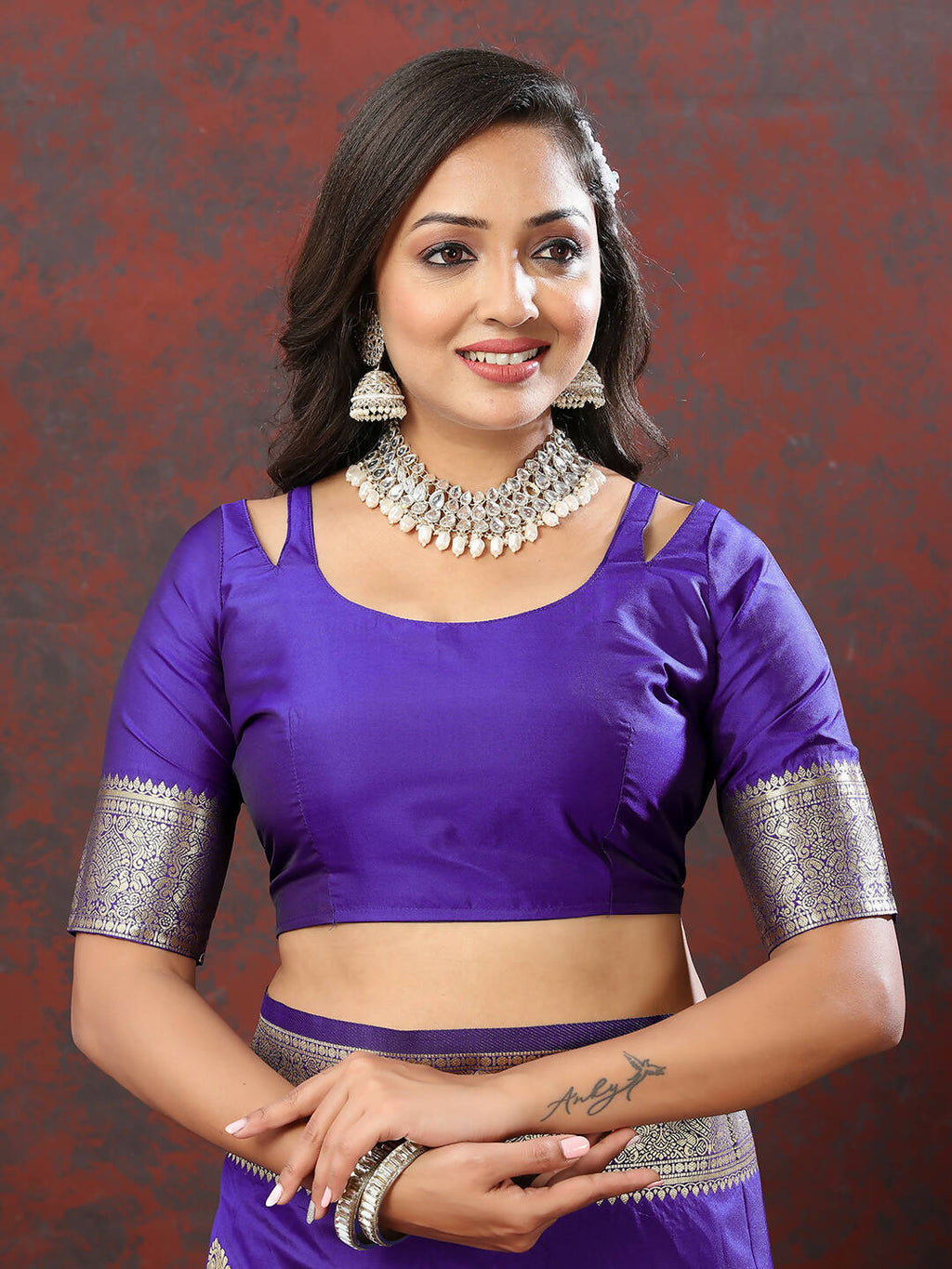 Lorenvalley Fashion Purple Soft Silk Woven Design Gold Zari Weaving Saree