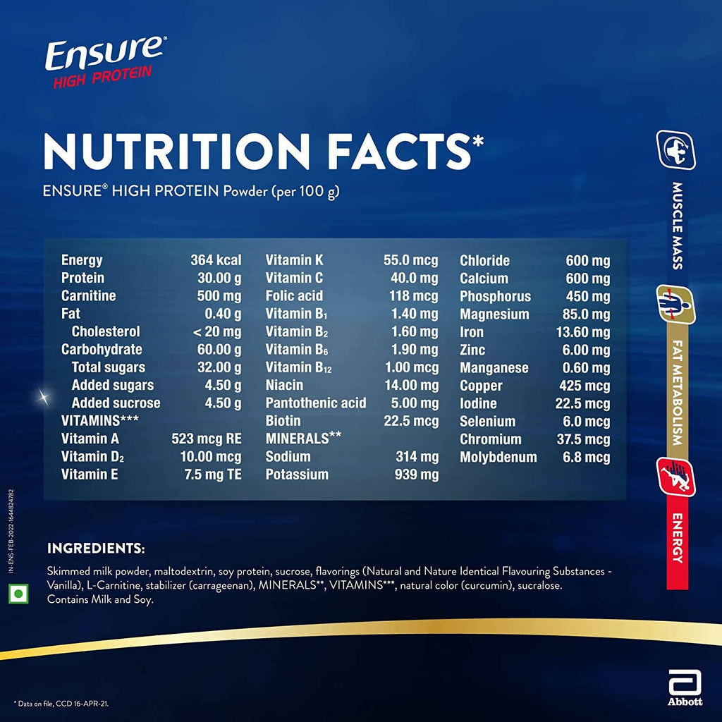 Ensure High Protein Drink for Physically Active Adults - Vanilla - Distacart