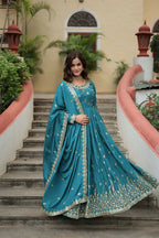 Joban Fashion Blackchinon Sequence Embroidery Work Kurta Set - Distacart