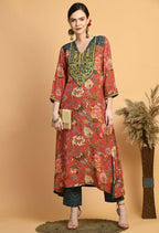 Joban Fashion Red Maslin Kurta Set