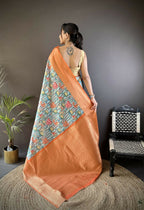 Joban Fashion Multi-Color Floral Digital Print Soft Lichi Silk Paithani Saree - Distacart