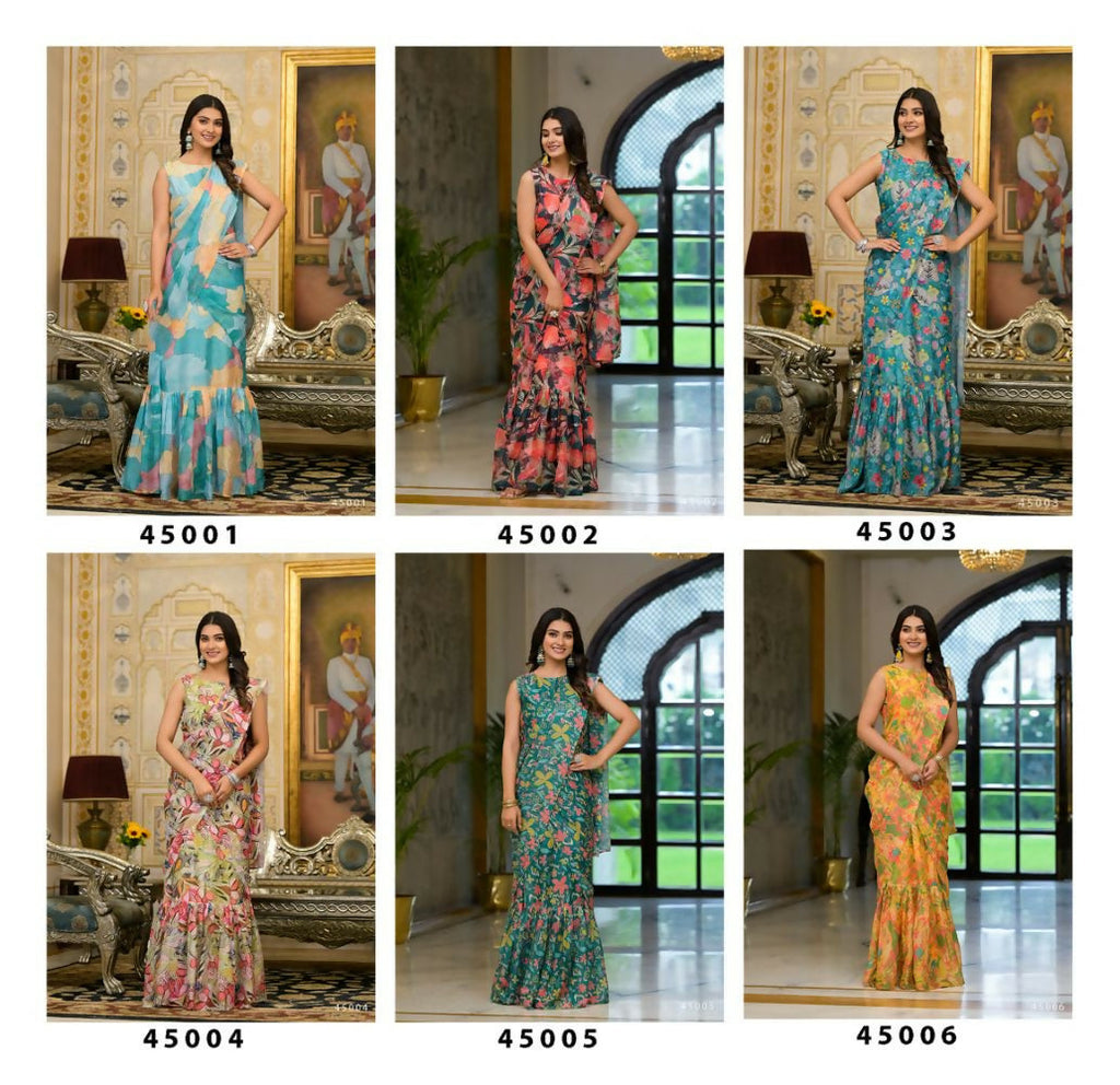 Partywear Designer Sky Slime Georgette Fancy Saree - Anbazaar - Distacart
