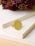 NVR Women Gold-Polished Circular Adjustable Finger Ring