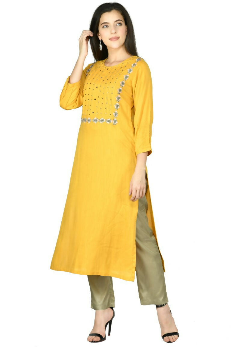 Joban Fashion Mustard Cotton Rayon Kurta Set