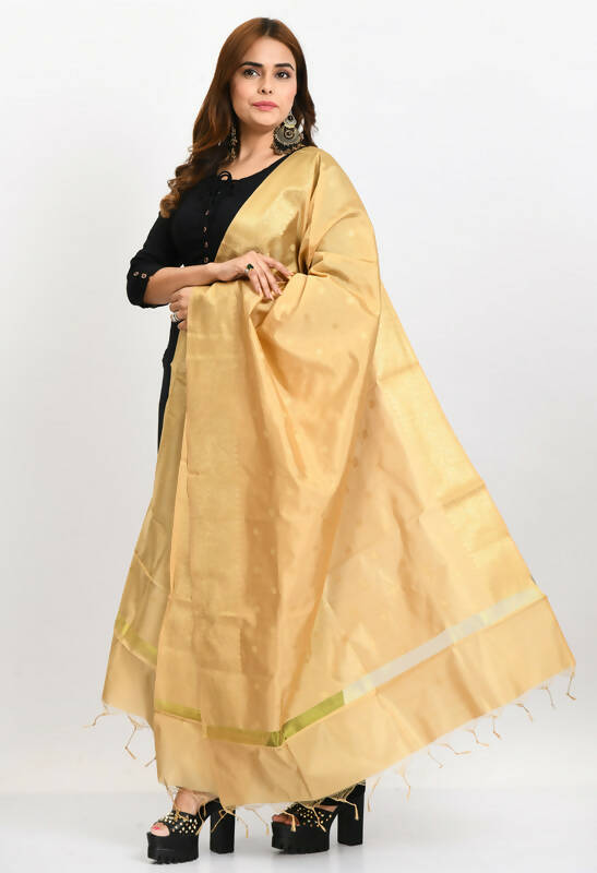 Mominos Fashion Moeza Women's Banarsi Silk Woven Design Golden Dupatta - Distacart