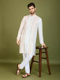Vastranavya White Exclusive Festival Wear Pure Viscose Rayon Sequence & Foil Mirror Heavy Embroidered Work Kurta