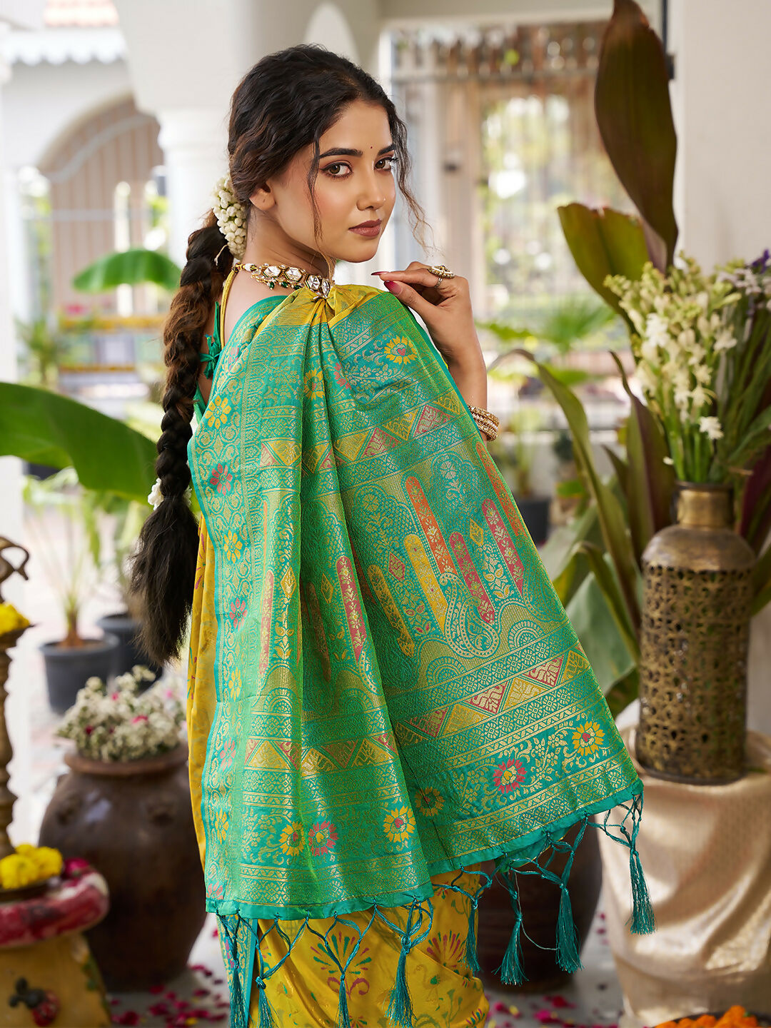 Shree Shyam Fashion Mustard Yellow Soft Silk Saree - Distacart