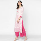 Cheera Hand Block Print Cream Straight Kurta (MAAI-054K)