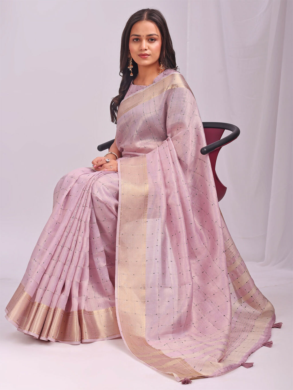 Shree Shyam Fashion Organza Light Pink Saree - Distacart