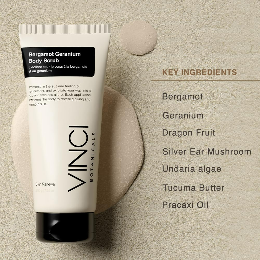 Vinci Botanicals Bergamot Geranium Body Scrub - Distacart