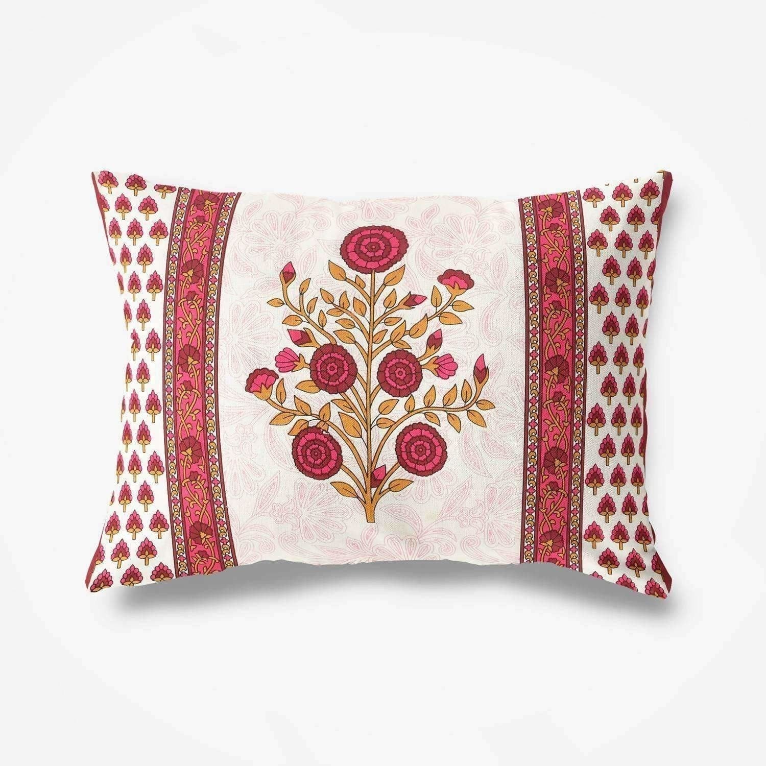 Floral Print Queen Size 90x108 Inches Jaipuri Flat Bed Sheet Bedspread with 2 Pillowcases