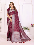Aastha Fashion Wine Georgette Silk Zari Weaving Saree - Distacart