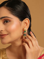 Nuyug 22K Gold Plated Pearls Studded Contemporary Shaped Enamel Jhumkas - Distacart