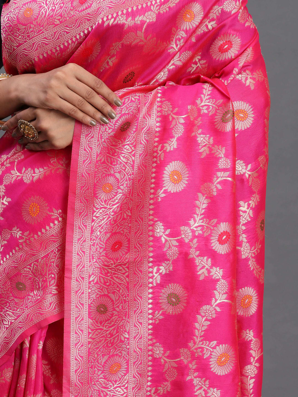 Shree Shyam Fashion Banarasi Silk Pink Saree - Distacart