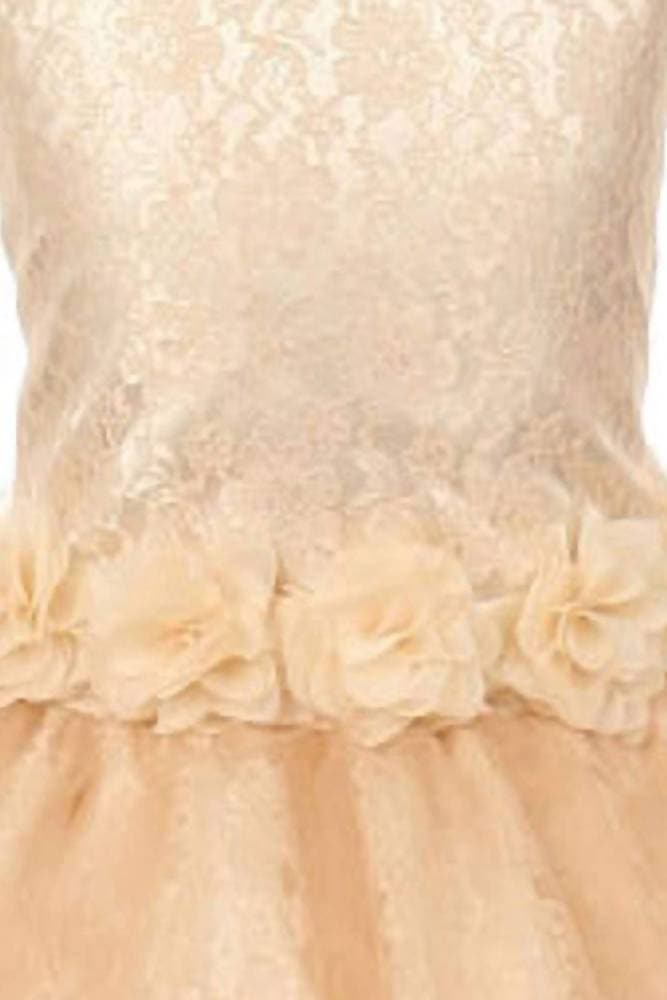 Asmaani Baby Girl's Gold Color Satin A-Line Frock (AS-DRESS-22132)