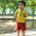 Mhyssa Ricco Full Sleeve Yellow T-shirt with Red Short Set For Kids