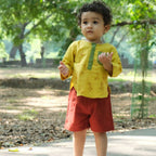 Mhyssa Ricco Full Sleeve Yellow T-shirt with Red Short Set For Kids