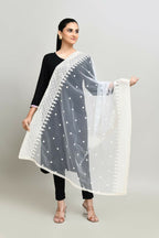 Joban Fashion White Cotton Embroidery Work Pakistani Karanchi Dupatta