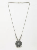 NVR Women's Silver-Toned Circular Shape Pendant with Chain