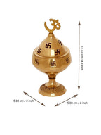 eCraftIndia Gold-Toned Om and Swastik Brass Diya
