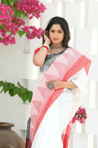 Beatitude Cream Temple Border Cotton Saree