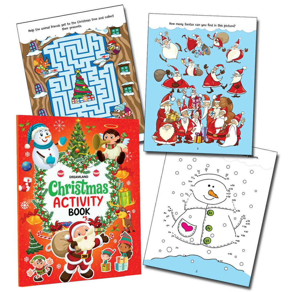Dreamland Publications Christmas Activity Book for Kids – Fun Puzzles, Coloring, Mazes & More | Ages 4–8 - Distacart