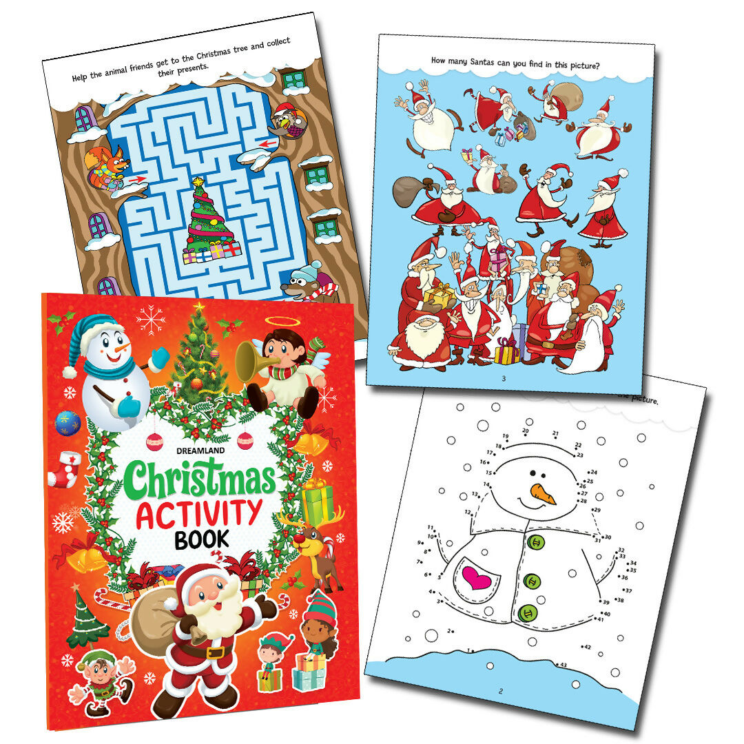 Dreamland Publications Christmas Activity Book for Kids – Fun Puzzles, Coloring, Mazes & More | Ages 4–8 - Distacart