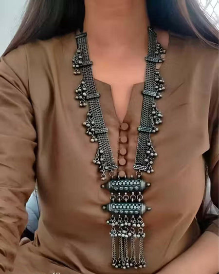 Joban Fashion Women Silver Round Pendant Set