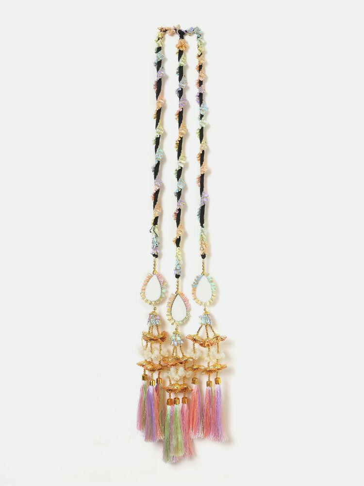 Ruby Raang Colorful Gota Pati Work And Colorful Pastel Hues Threadswith And Black Thread & Mirros