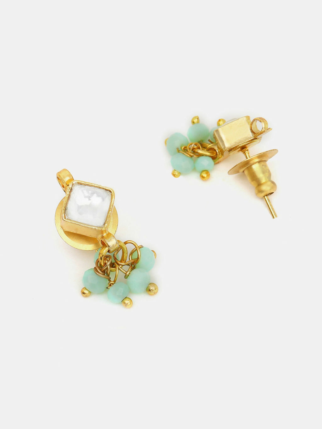 Ruby Raang Set Of Pastel Green Maang Tikka And Earrings - Distacart