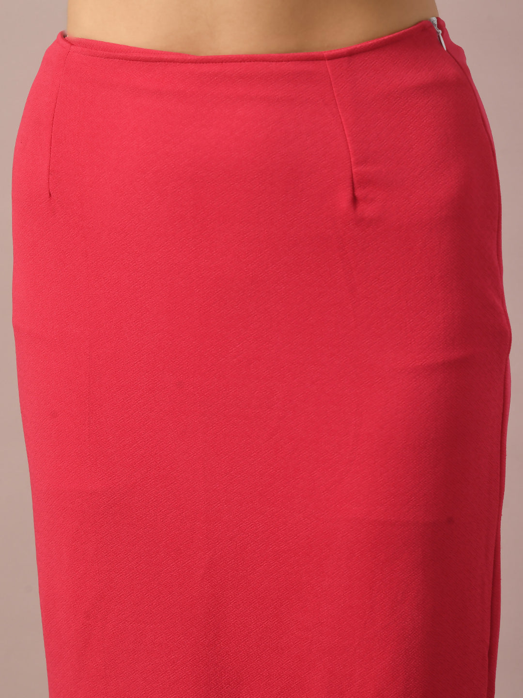 Myshka Women's Pink Solid Knee Length Party Embellished Skirts