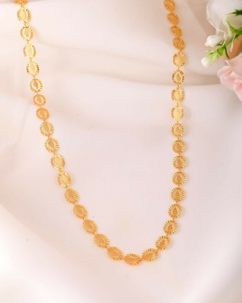 VOJ Women Gold-Polished Self Designed Oval Shaped Chain