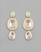 VOJ Kundan Studded Silver Plated White Color Jewellery Set with MaangTikka