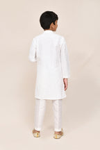 Joban Fashion Art Silk White Kurta With Straight Fit Pant