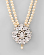 VOJ Gold-Polished Kundan Studded Pearl Long Necklace And Earrings Set