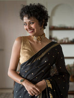 Suta Black Ethnic Motifs Cotton Blend Saree - Distacart