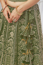 Kesar Fab Green Net Hand_Woven Lehenga