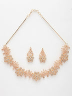 NVR Women's Rose Gold-Polished American Diamond-Studded Handcrafted Jewellery Set
