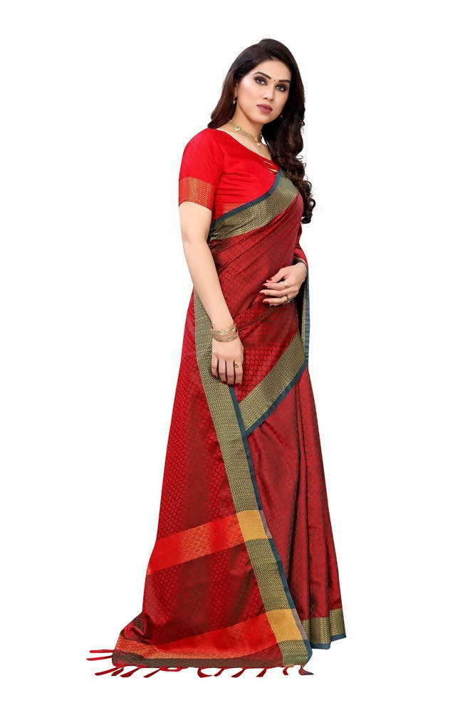 Vamika Banarasi Jacquard Weaving Red Color Saree