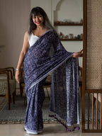 Suta Purple Floral Pure Cotton Saree - Distacart