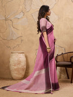 Shree Shyam Fashion Rani Pink Linen Saree - Distacart