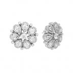Nuyug Rhodium-Plated Zircon Studded Floral Statement Stud Earrings - Distacart