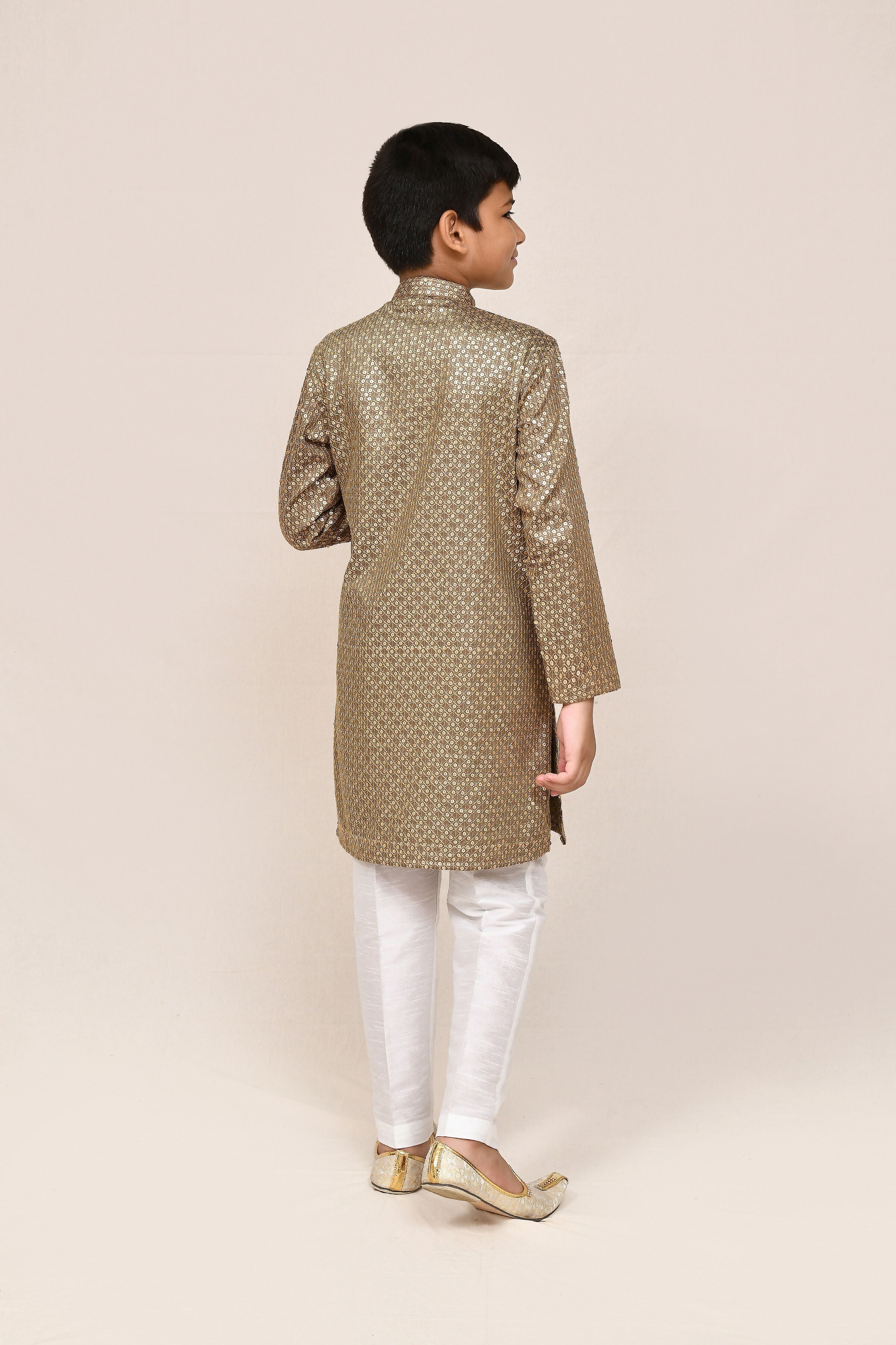 Joban Fashion Satin Cotton Gold Kurta With Straight Fit Pant