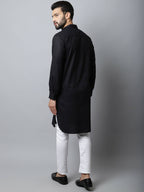 Even Apparels Black Color Linen Solid Men's Kurta With Shirt Collar (LN761) - Distacart